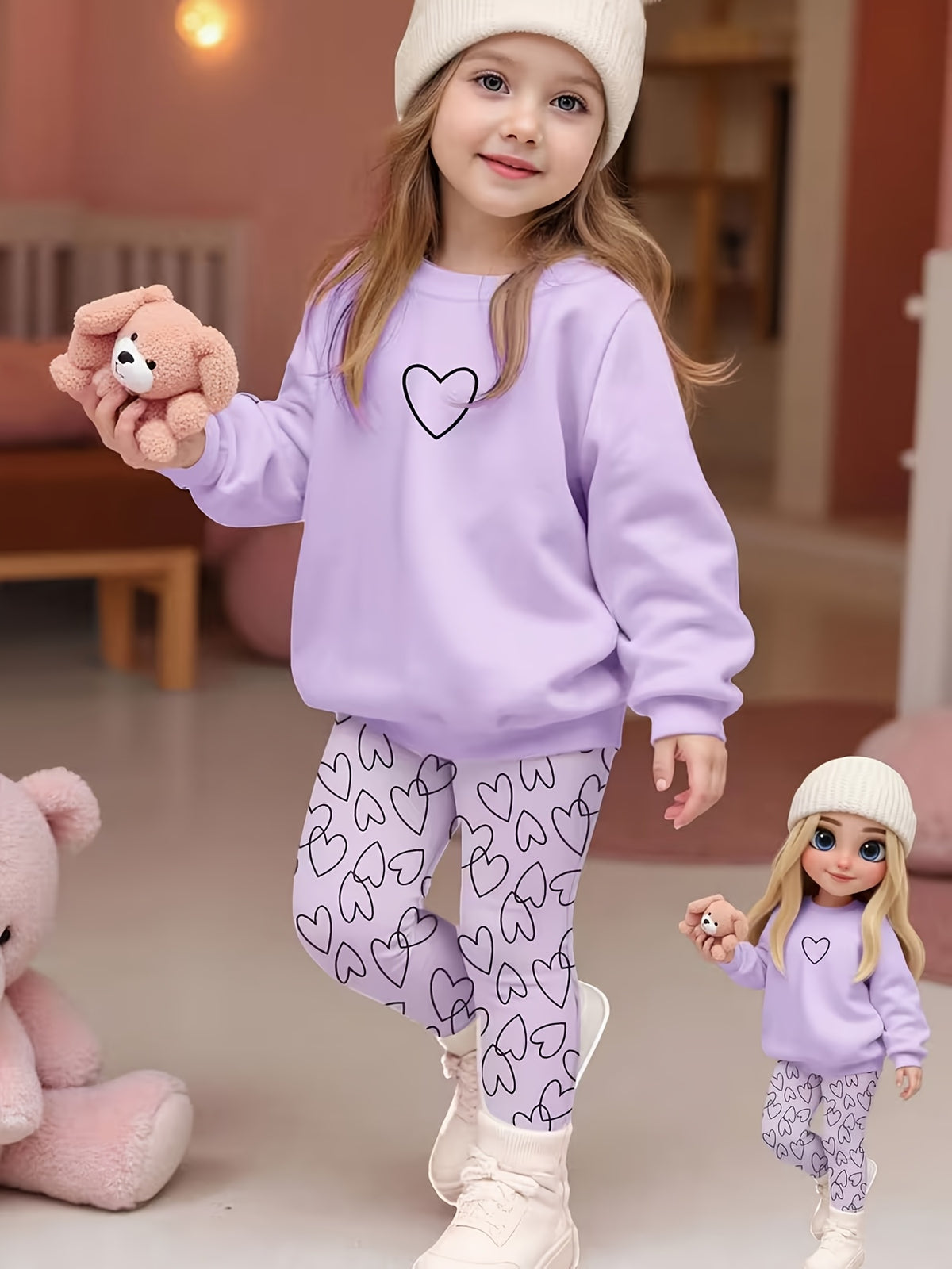Heart Sweatshirt Set
