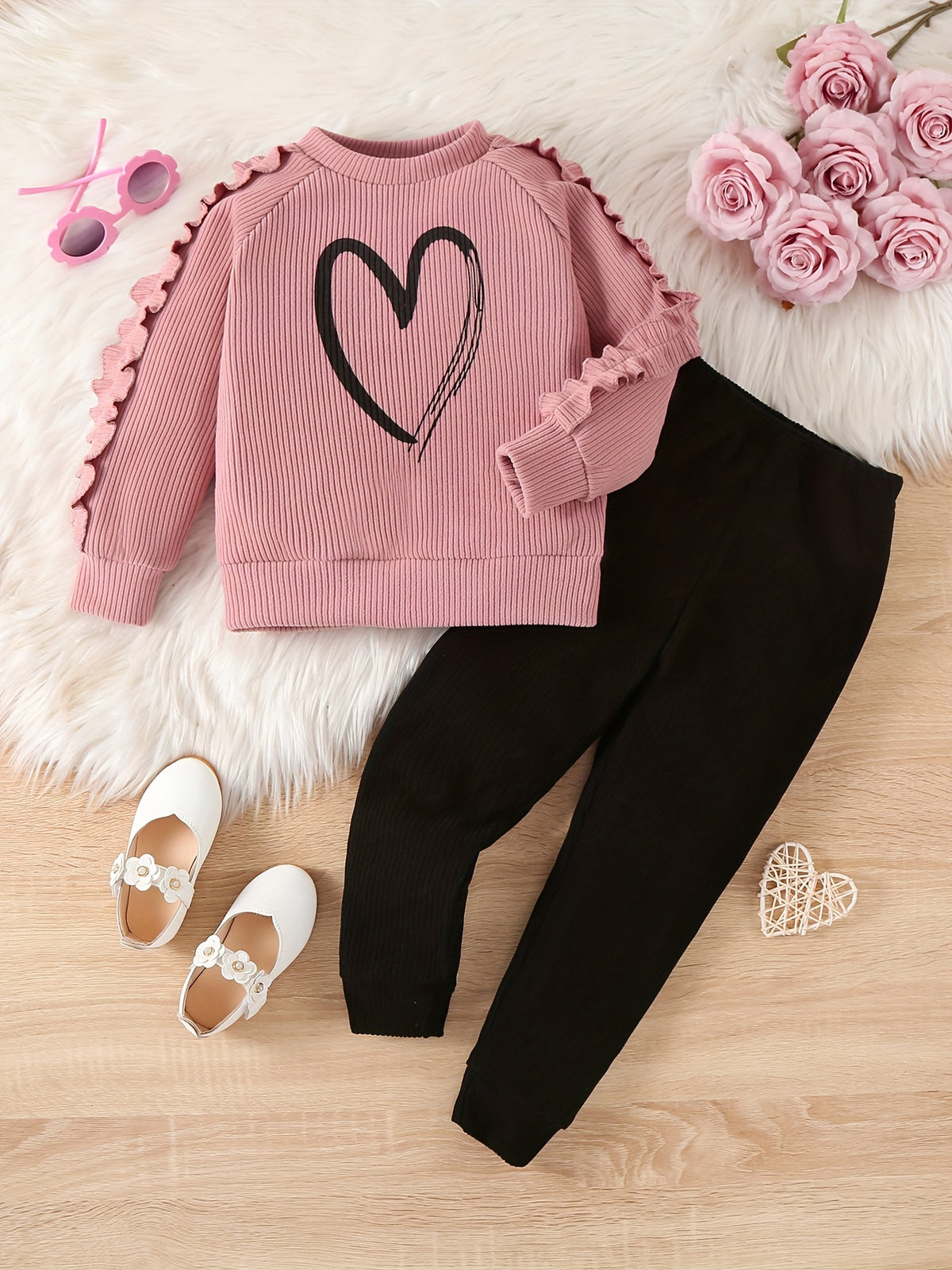 Ensemble cœur leggings fille