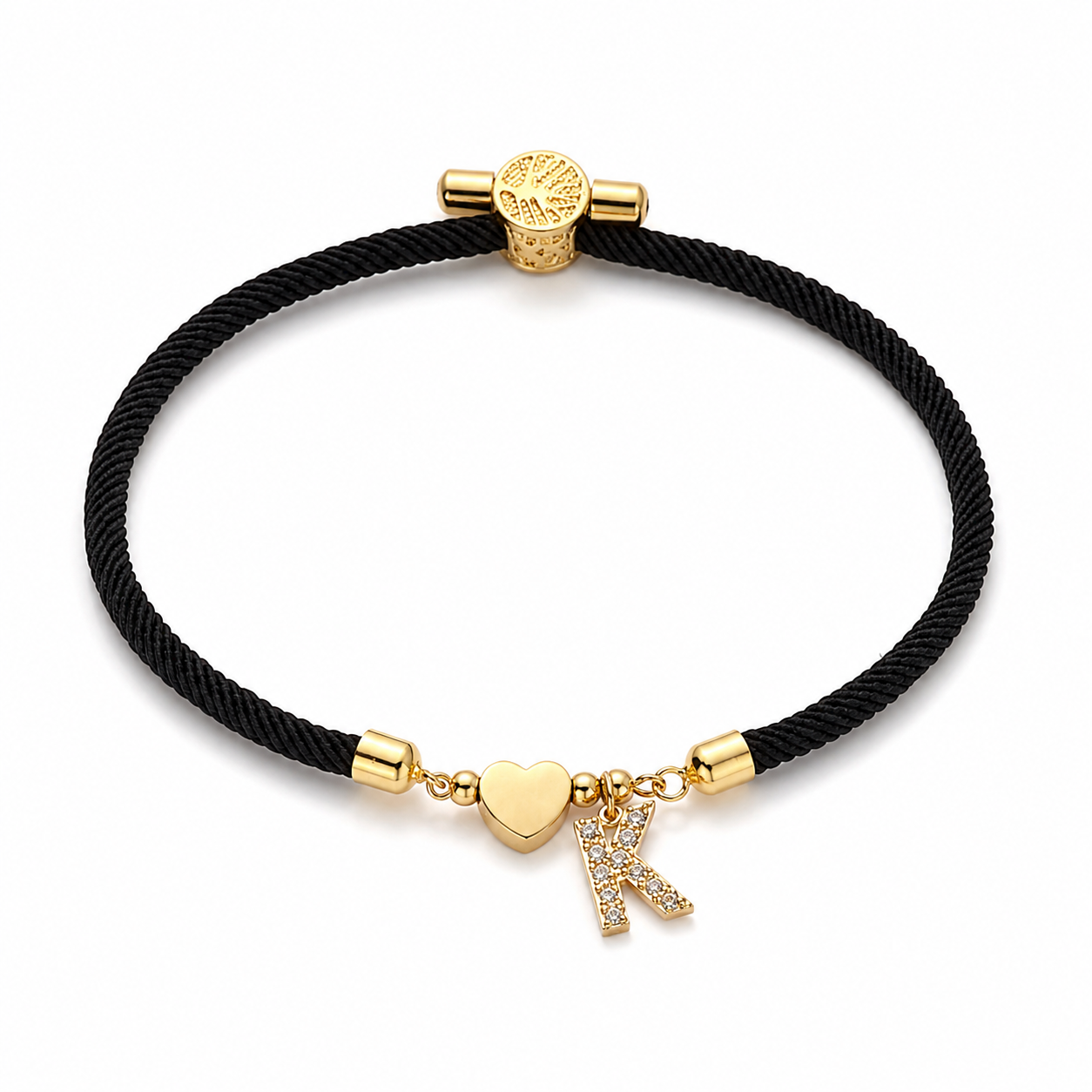 Orevias Initialen-Armband – Buchstabe mit Herz an verstellbarem Band