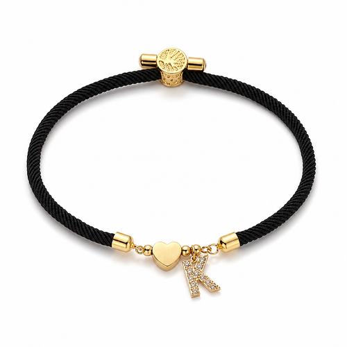 Orevias Initialen-Armband – Buchstabe mit Herz an verstellbarem Band