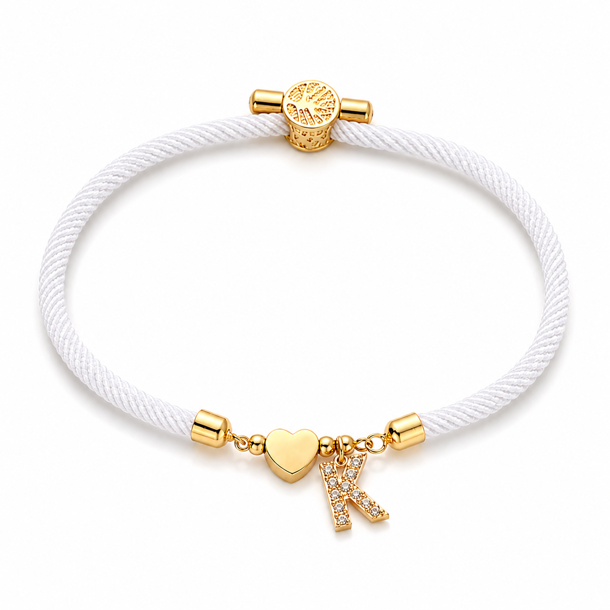 Orevias Initialen-Armband – Buchstabe mit Herz an verstellbarem Band