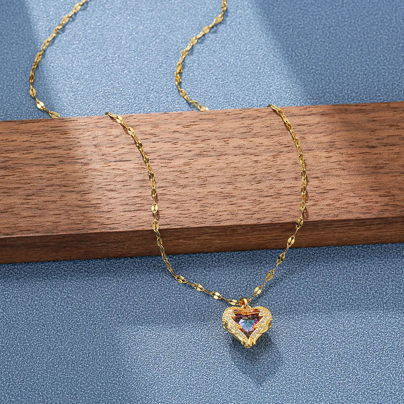 Collana Cuore Oceano Aurévia — Pendente Cristallo Brillante