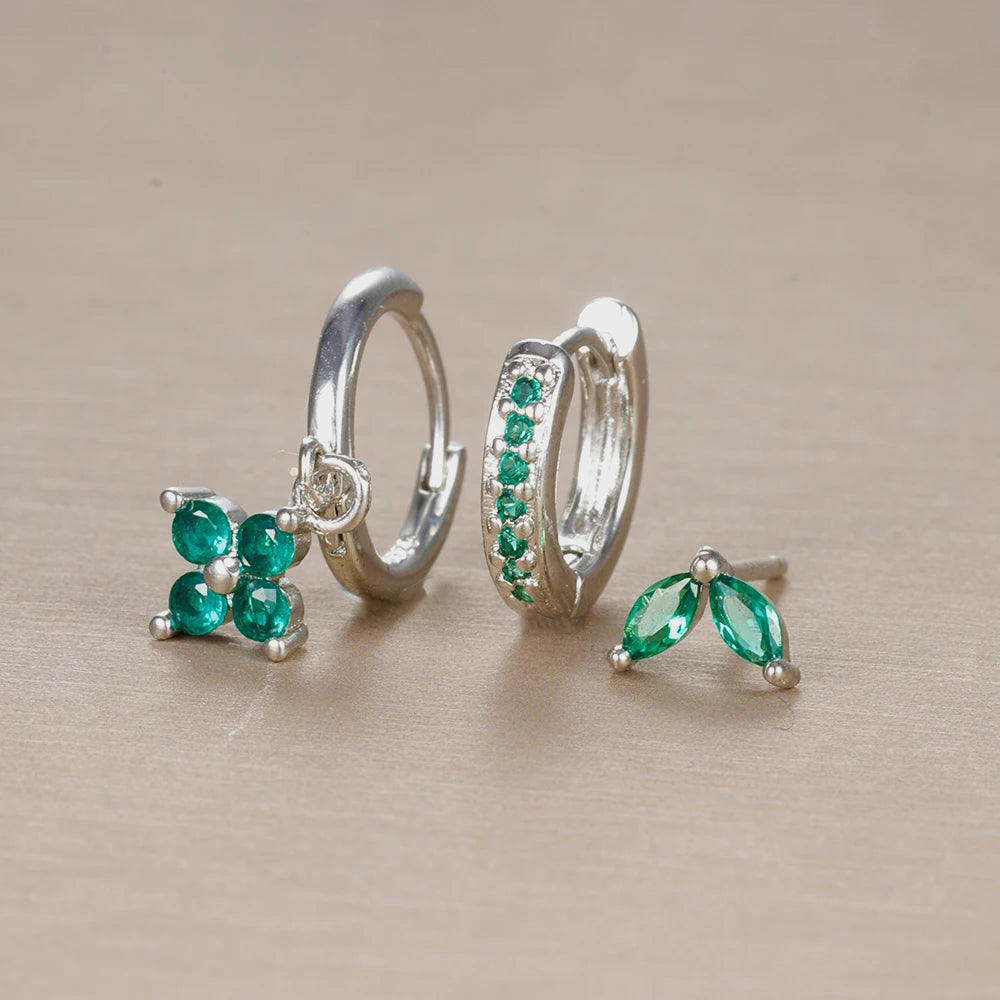 Set 3 Orecchini Fiore Aurévia — Cristalli Pendenti