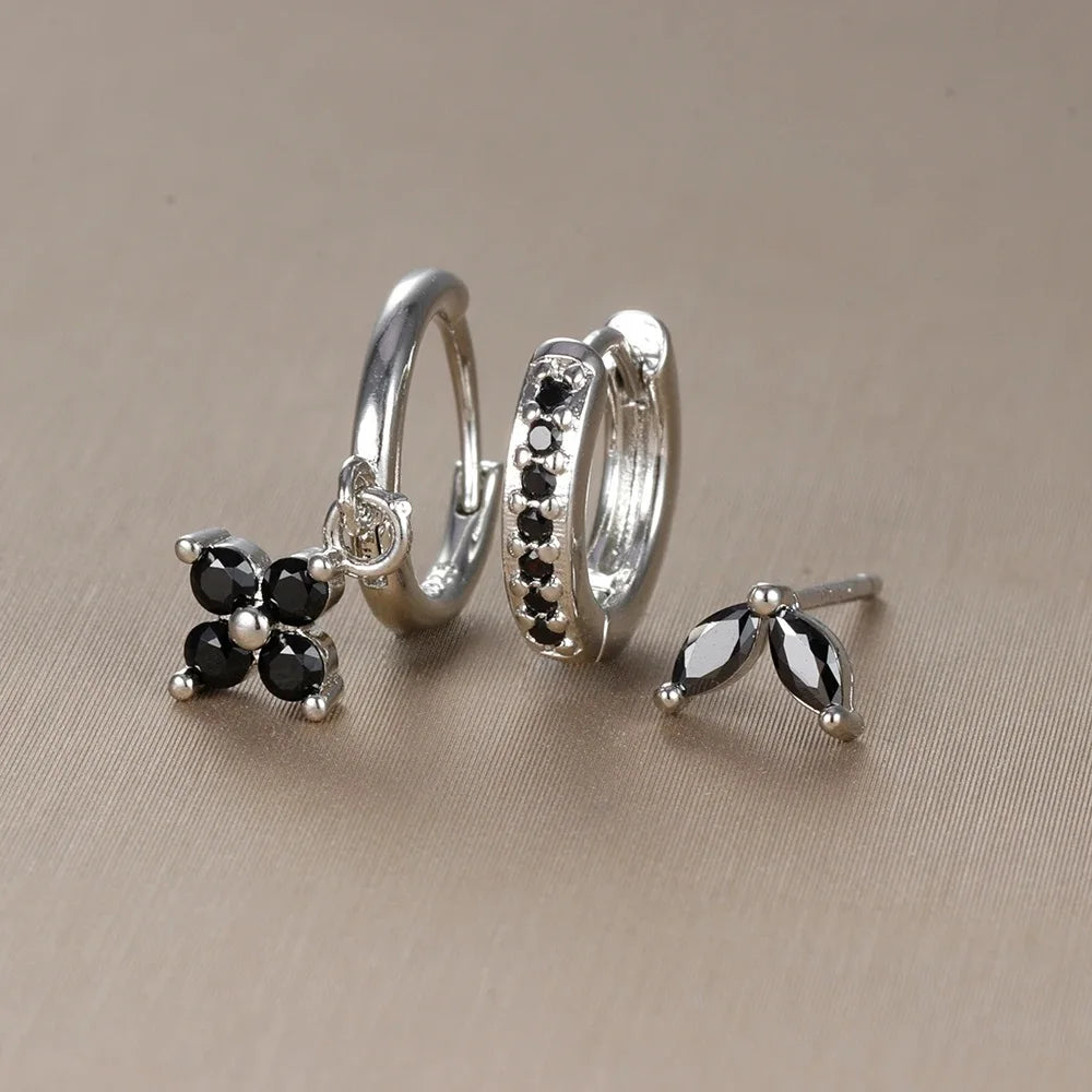 Set 3 Orecchini Fiore Aurévia — Cristalli Pendenti