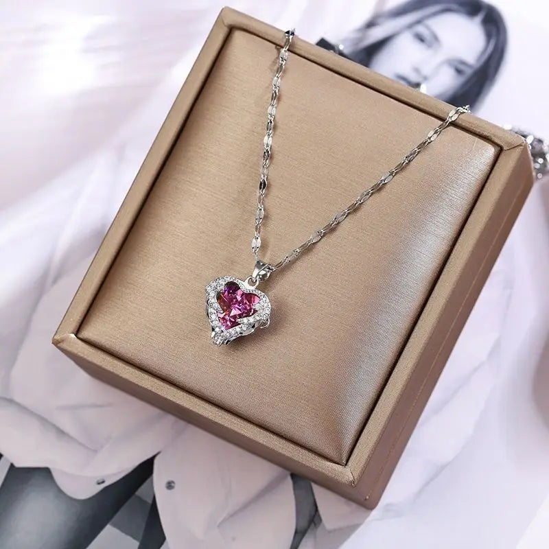 Collana Cuore Oceano Aurévia — Pendente Cristallo Brillante