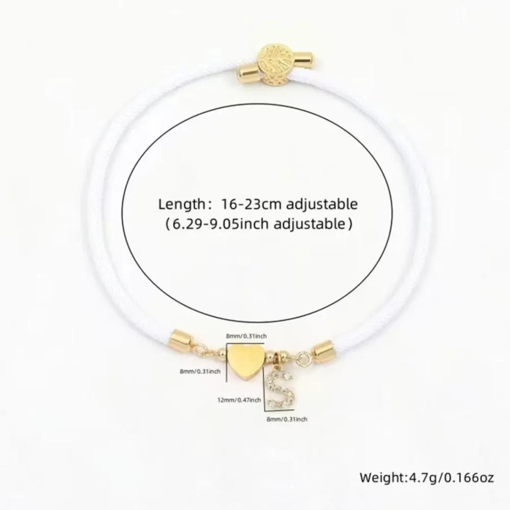 Bracciale Iniziale Aurévia — Lettera con Cuore su Cordino Regolabile