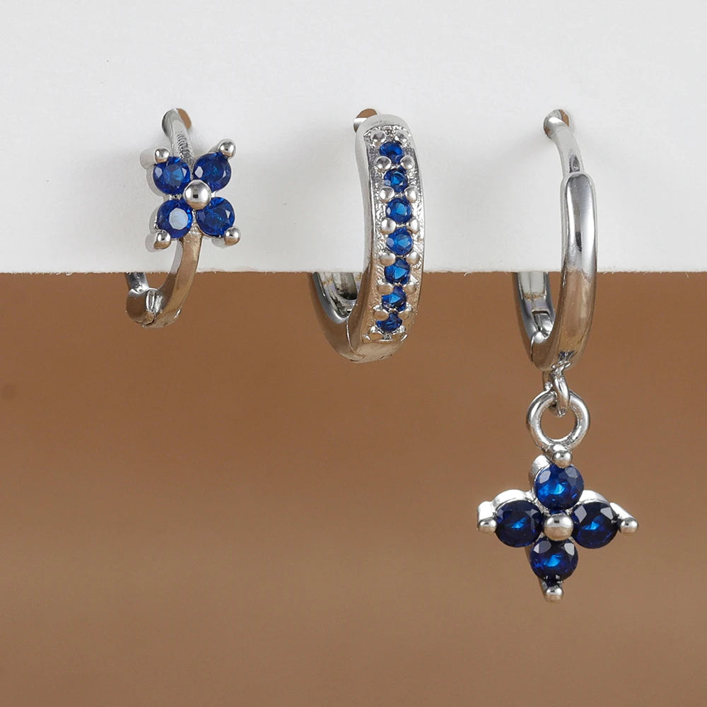 Set 3 Orecchini Fiore Aurévia — Cristalli Pendenti