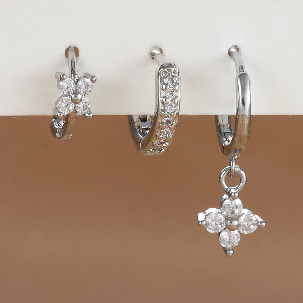 Set 3 Orecchini Fiore Aurévia — Cristalli Pendenti