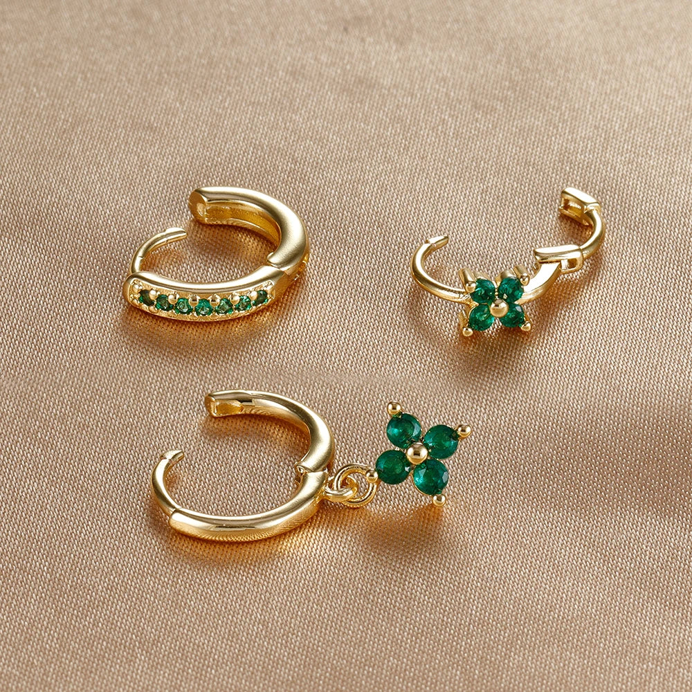 Set 3 Orecchini Fiore Aurévia — Cristalli Pendenti