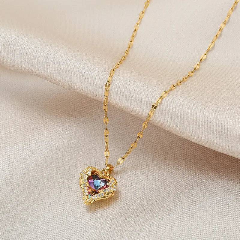 Collana Cuore Oceano Aurévia — Pendente Cristallo Brillante