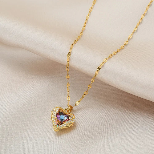 Collana Cuore Oceano Aurévia — Pendente Cristallo Brillante