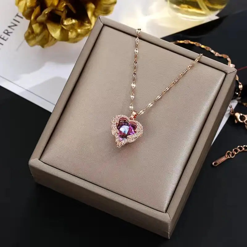 Collana Cuore Oceano Aurévia — Pendente Cristallo Brillante