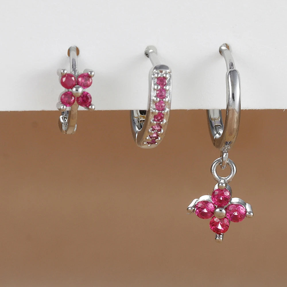 Set 3 Orecchini Fiore Aurévia — Cristalli Pendenti