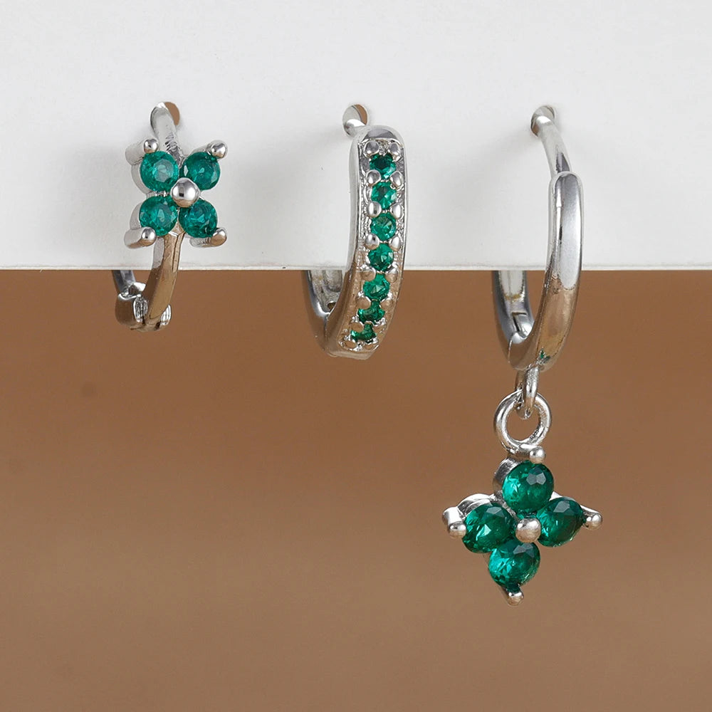 Set 3 Orecchini Fiore Aurévia — Cristalli Pendenti