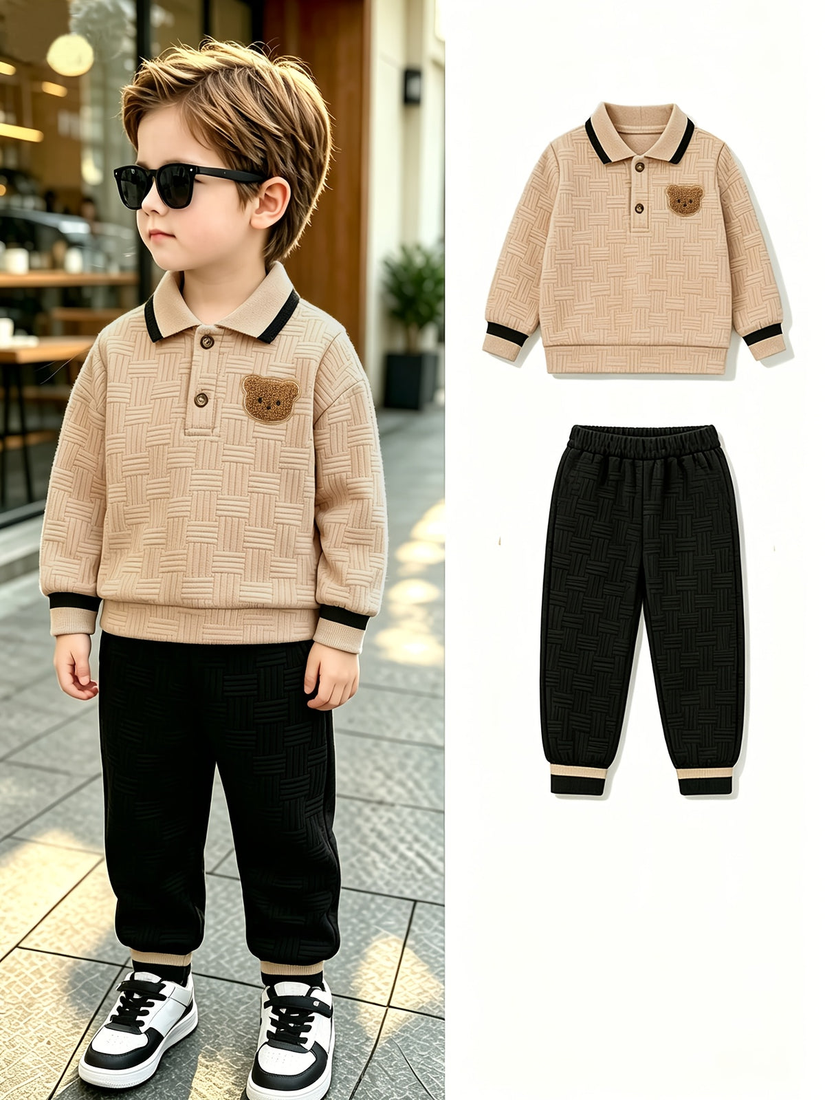 Ensemble polo ours garçon