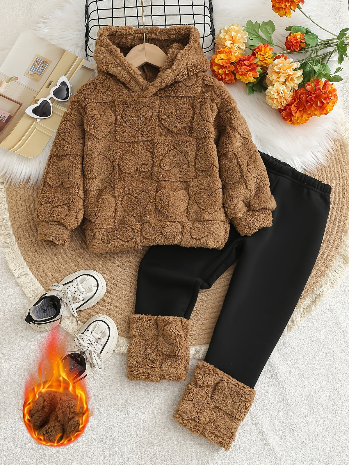 Ensemble peluche cœur fille